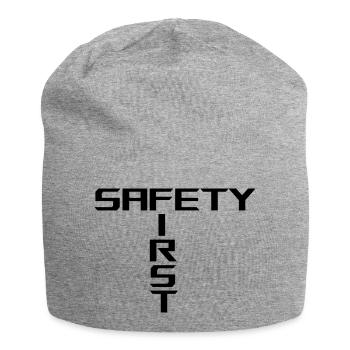 Safety First | Black - Jersey Beanie - heather grey - Front