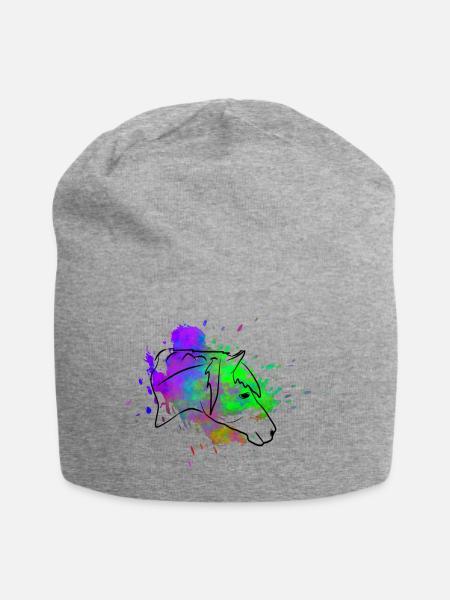 Pferdekopf - Jersey-Beanie - Grau meliert