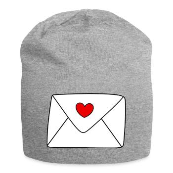 Herz Brief Liebesbrief Geschenk Valentinstag Paare - Jersey-Beanie - Grau meliert - Vorne