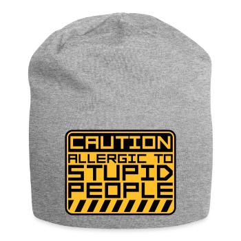 Caution Stupid People - Jersey Beanie - heather grey - Front