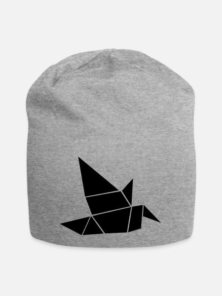Origami Vogel Taube Friedenstaube Geschenk - Jersey-Beanie - Grau meliert