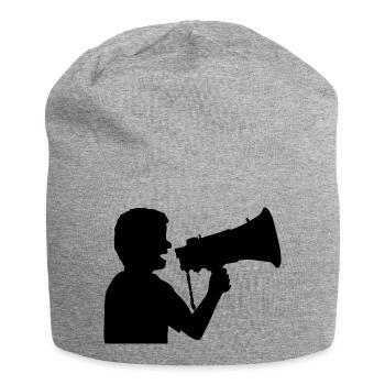 Megaphone Propaganda Man Angry - Jersey Beanie - heather grey - Front