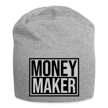 Schild Money Maker Reich - Jersey-Beanie - Grau meliert - Vorne