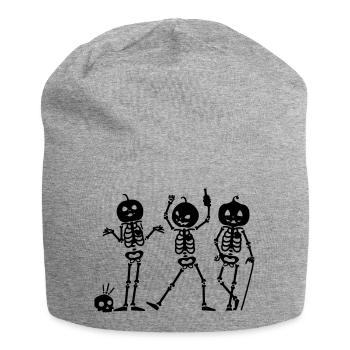 Squelettes d’Halloween Noir - Bonnet en jersey - gris chiné - Devant