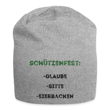 Schützenfest: Glaube, Sitte, Eierbacken - Jersey-Beanie - Grau meliert - Vorne