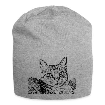 chat noir chat chaton doux cadeau de Noël - Bonnet en jersey - gris chiné - Devant