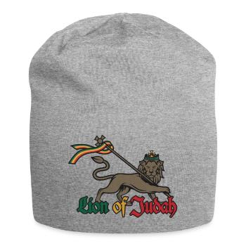 Lion of Judah - Jah Rastafari - Reggae Rasta Roots - Jersey-Beanie - Grau meliert - Vorne