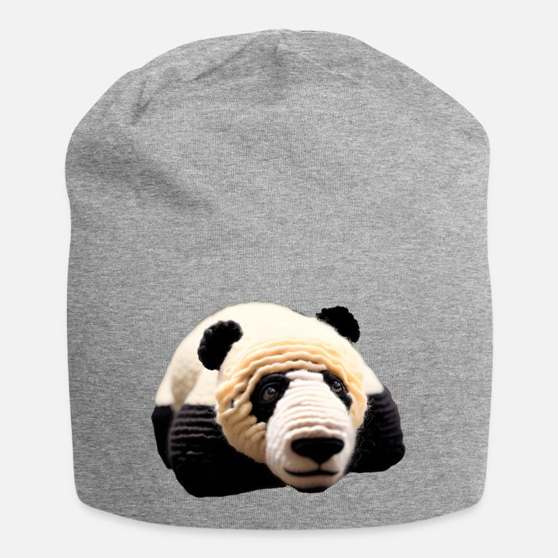 Panda large - Jersey Beanie - heather grey