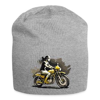 Woman on motorcycle - Jersey Beanie - heather grey - Front