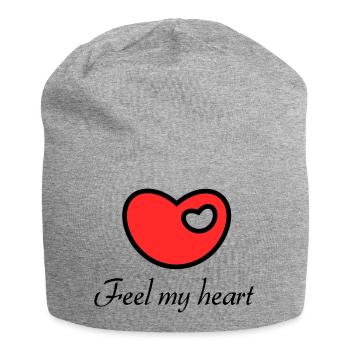 Sens mon cœur - Bonnet en jersey - gris chiné - Devant