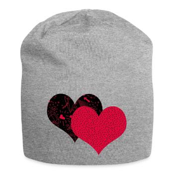 Deux cœurs - Bonnet en jersey - gris chiné - Devant