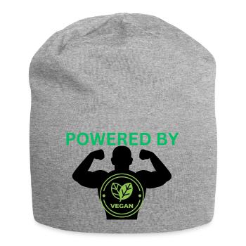 Veganer Stil mit Herz: Einzigartiges Design - Jersey-Beanie - Grau meliert - Vorne