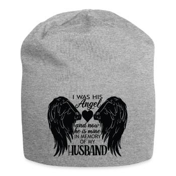 i was his angel now he is mine Husband - Jersey Beanie - heather grey - Front