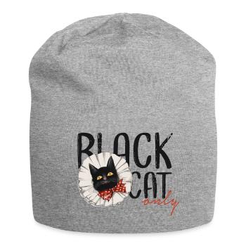 Chat noir. Chat noir rétro. - Bonnet en jersey - gris chiné - Devant