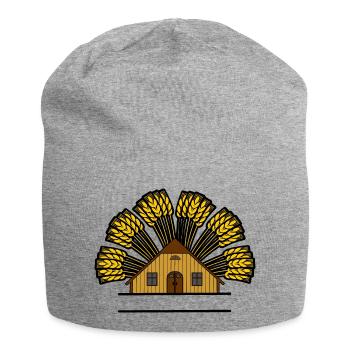 Granary color with grain bow - Jersey Beanie - heather grey - Front