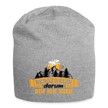 Berge & Bier - darum bin ich hier - Wandern - Jersey-Beanie - Grau meliert - Vorne