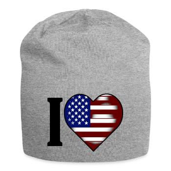I ♥️ USA | I love the United States - Jersey Beanie - heather grey - Front
