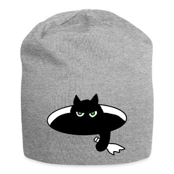 Schwarzer Kartier - Jersey-Beanie - Grau meliert - Vorne