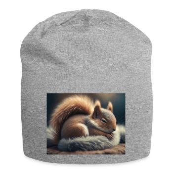 Niedliche Tiere im Winterschlaf – Eichhörnchen - Jersey-Beanie - Grau meliert - Vorne