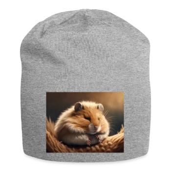 Niedliche Tiere im Winterschlaf – Hamster - Jersey-Beanie - Grau meliert - Vorne