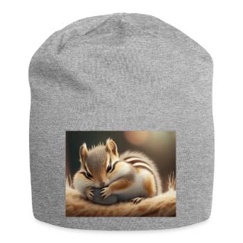 Niedliche Tiere im Winterschlaf – Streifenhörnchen - Jersey-Beanie - Grau meliert - Vorne