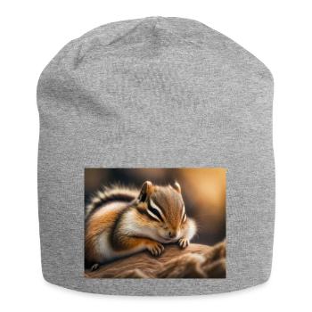 Niedliche Tiere im Winterschlaf – Streifenhörnchen - Jersey-Beanie - Grau meliert - Vorne