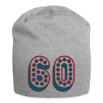 60. 60 ANS. 60e ANNIVERSAIRE. ANNIVERSAIRE 60 ANS. - Bonnet en jersey - gris chiné - Devant