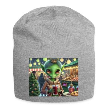 niedlich klein grün retro vintage alien jeden tag - Jersey-Beanie - Grau meliert - Vorne