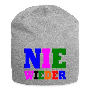 Nie wieder - Jersey-Beanie - Grau meliert - Vorne