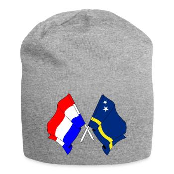 Flagge der Niederlande und Flagge von Curaçao - Jersey-Beanie - Grau meliert - Vorne