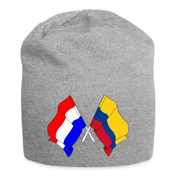 Flagge der Niederlande und Flagge Kolumbien - Jersey-Beanie - Grau meliert - Vorne
