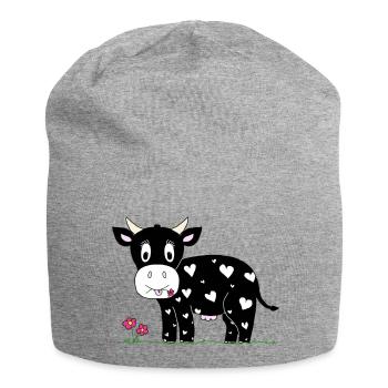 Herzliche Kuh :o) - Jersey-Beanie - Grau meliert - Vorne