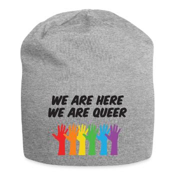 Mois de la fierté LGBT - Nous sommes ici, nous sommes queer - Bonnet en jersey - gris chiné - Devant