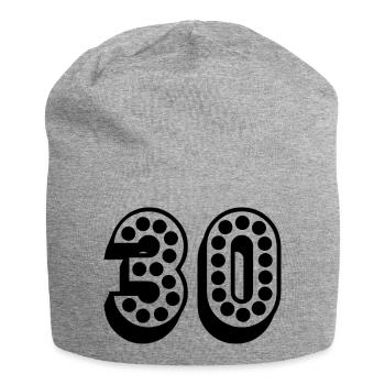 30. 30 ANS. 30e ANNIVERSAIRE. ANNIVERSAIRE 30 ANS. - Bonnet en jersey - gris chiné - Devant