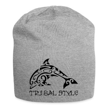 Dauphin noir de Polynésie - Bonnet en jersey - gris chiné - Devant