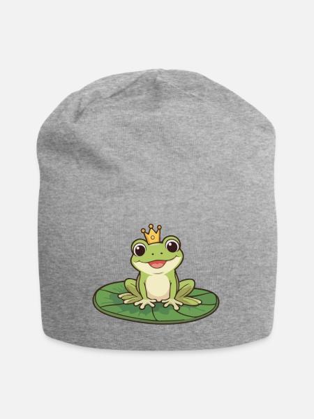 Froschkönig auf Seerose - Jersey-Beanie - Grau meliert