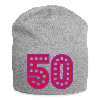 50. 50 ANS. 50e ANNIVERSAIRE. ANNIVERSAIRE 50 ANS. - Bonnet en jersey - gris chiné - Devant