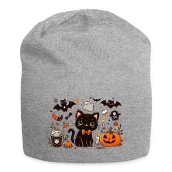 Kitty Spooky Halloween v6 - Jersey-Beanie - Grau meliert - Vorne