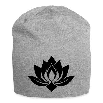 Schwarzer Lotus - Jersey-Beanie - Grau meliert - Vorne