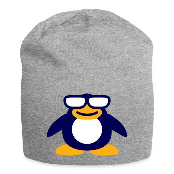 Penguin Nerd Glasses Horn-Rimmed Glasses Geek Smart Cool - Jersey Beanie - heather grey - Front