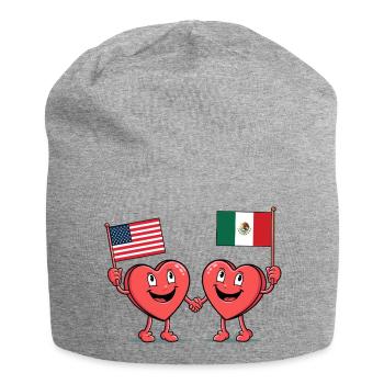America and Mexico Hearts - Jersey Beanie - heather grey - Front