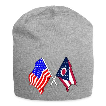 USA and state of Ohio flag crossed - Jersey Beanie - heather grey - Front