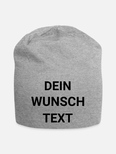 Dein Wunschtext - Jersey-Beanie - Grau meliert