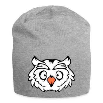 hibou oiseau aigle hibou hibou nuit oiseau effraie des granges chouette bande dessinée - Bonnet en jersey - gris chiné - Devant