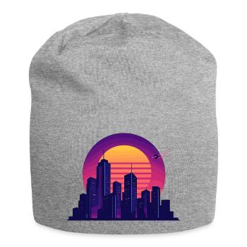 Neon Skyline – Retro City Vibes - Jersey-Beanie - Grau meliert - Vorne