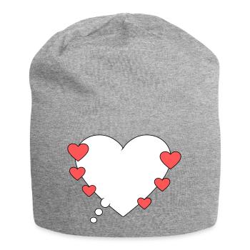 Bulle de pensée avec des cœurs - Bonnet en jersey - gris chiné - Devant