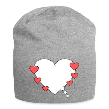 Bulle de pensée avec cœur - Bonnet en jersey - gris chiné - Devant