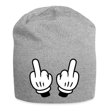 Mittelfinger Hand Comic - Jersey-Beanie - Grau meliert - Vorne
