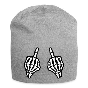 Middle Finger Hand Skeleton - Jersey Beanie - heather grey - Front