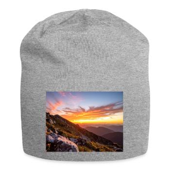 Sunset over the mountain - Jersey Beanie - heather grey - Front